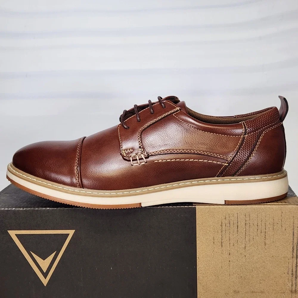 Vance Co Jedd Derby Shoes Men Size 11 Brown Cap Toe Comfort Foam Casual Dress
